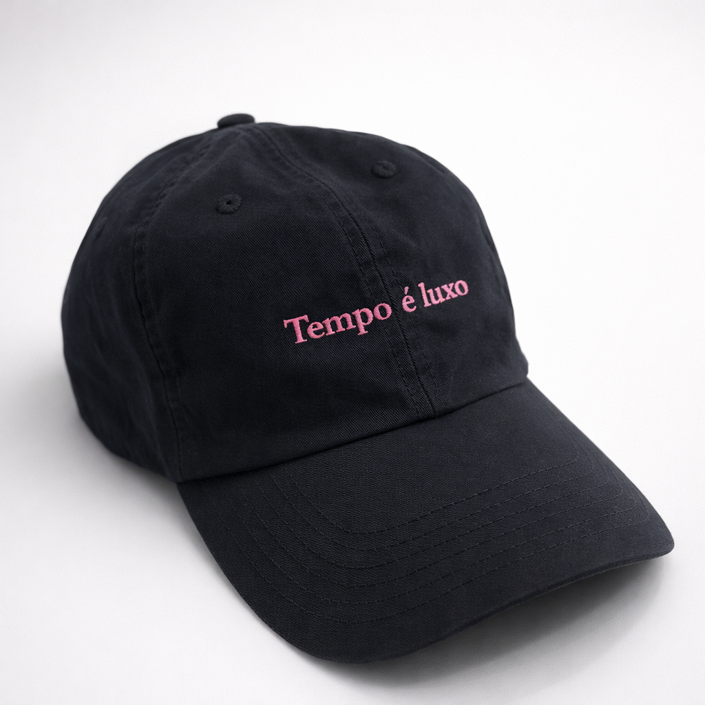 Boné Lifestyle - Turma - "Tempo é luxo" - Preto e Rosa